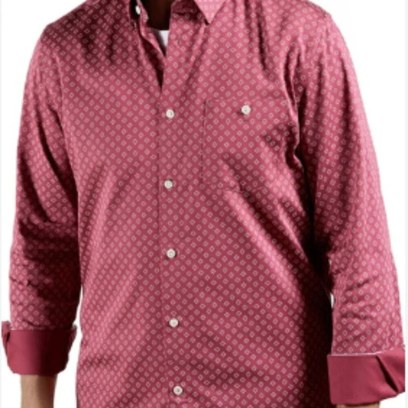 Ted Baker MENS PINK GEOMETRIC FLORAL PRINT STRETCH COTTON SHIRT in pink size 4/L - Picture 11 of 11